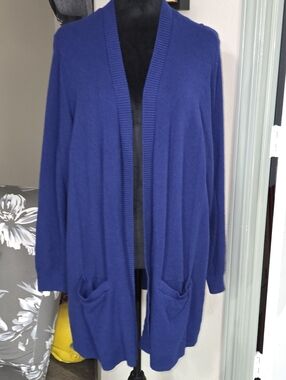 203 Croft & Barrow Royal Blue Open-Front Long Cardigan